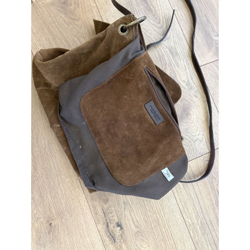 SUNDANCE Brown Suede leather foldover bag purse boho hobo western rodeo - Picture 6 of 11